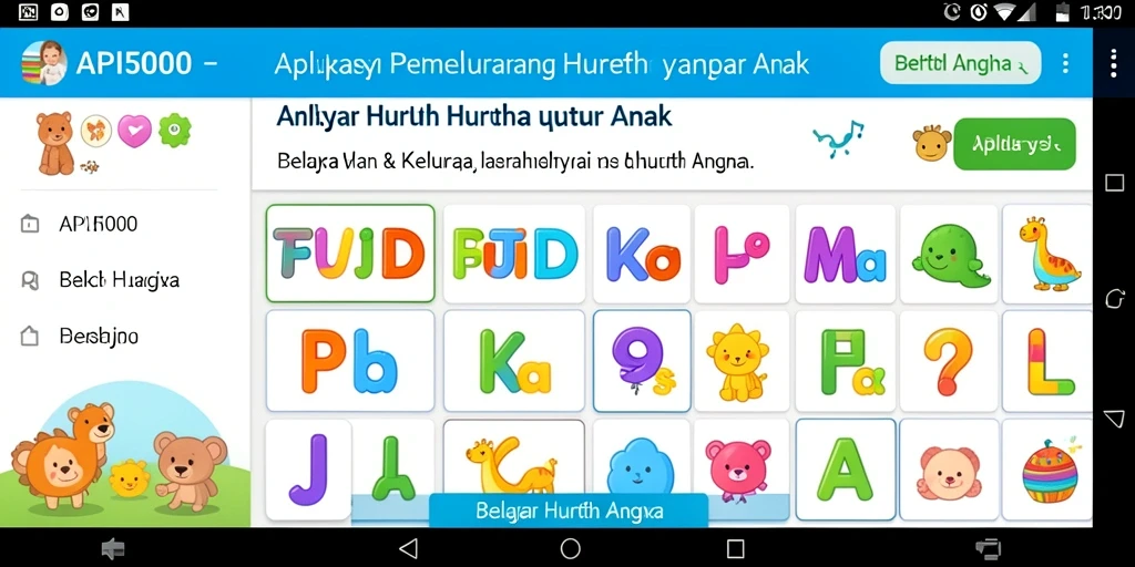 Antarmuka interaktif API5000 untuk belajar huruf dan angka.