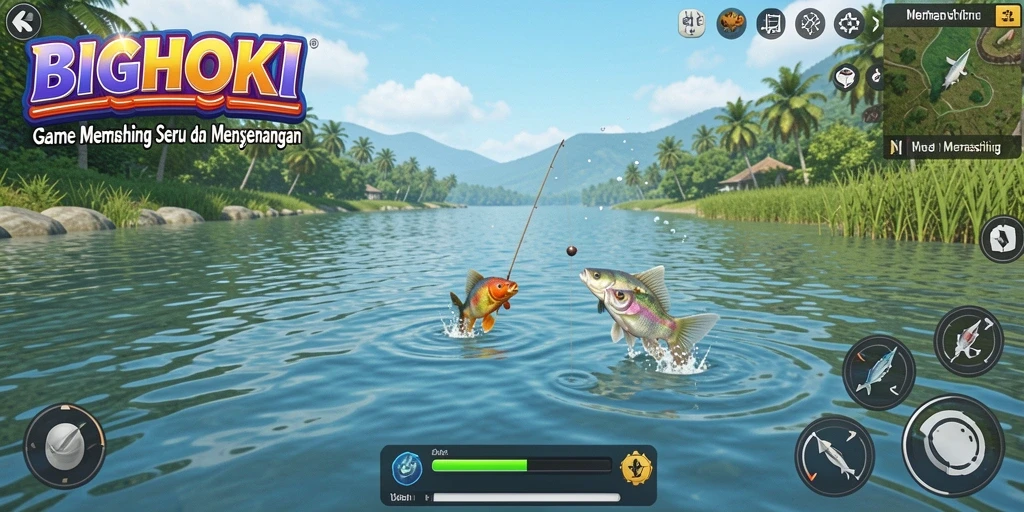 Tampilan antarmuka BIGHOKI yang menarik saat memancing.