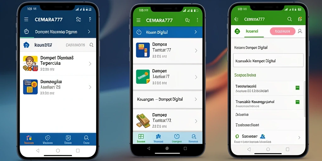 Antarmuka aplikasi CEMARA777 yang modern dan fungsional.