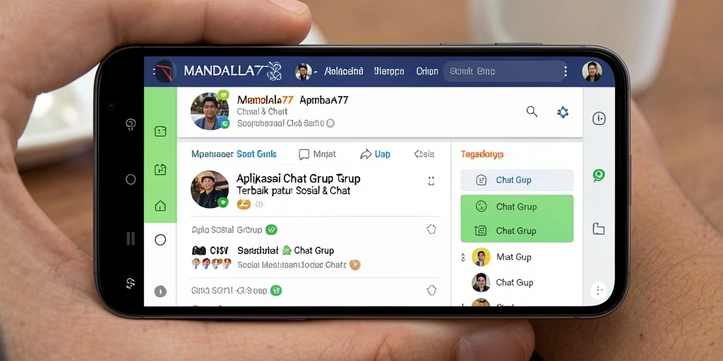 Tampilan antarmuka MANDALA77 yang menarik untuk Chat Grup.