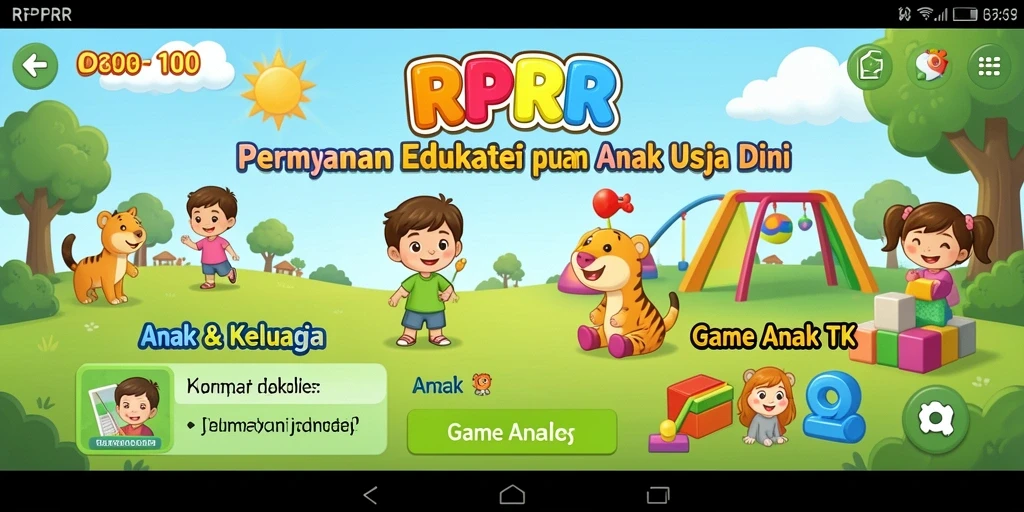 Tampilan antarmuka RPRR yang ceria dan ramah anak.