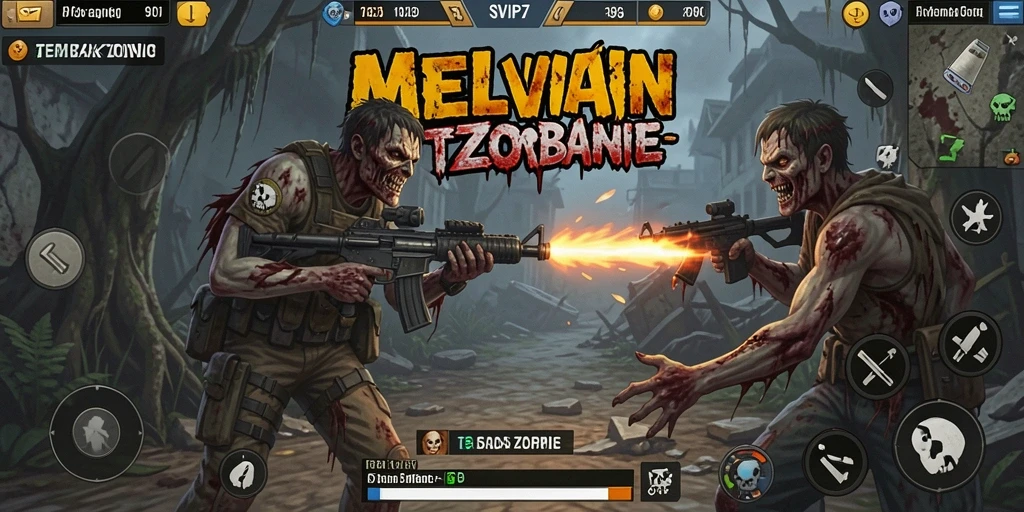 Antarmuka menarik dan responsif dalam game Tembak Zombie.