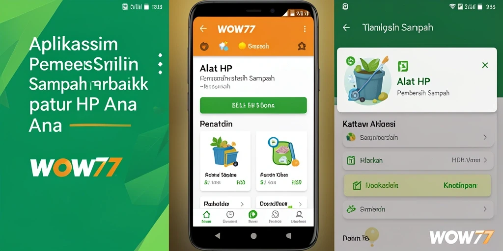 Tampilan antarmuka WOW77 yang sederhana dan intuitif untuk pembersihan sampah.