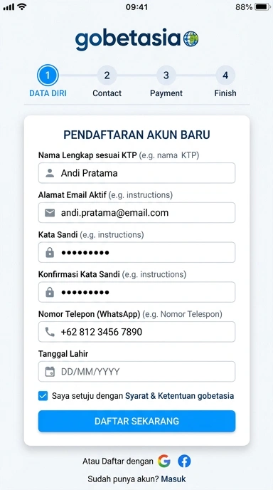 Panduan Registrasi Akun Gobetasia untuk Pengguna Android